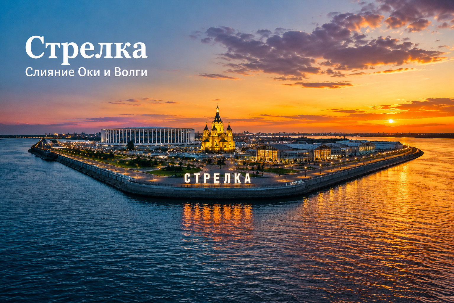 Закат на стрелке: слияние рек