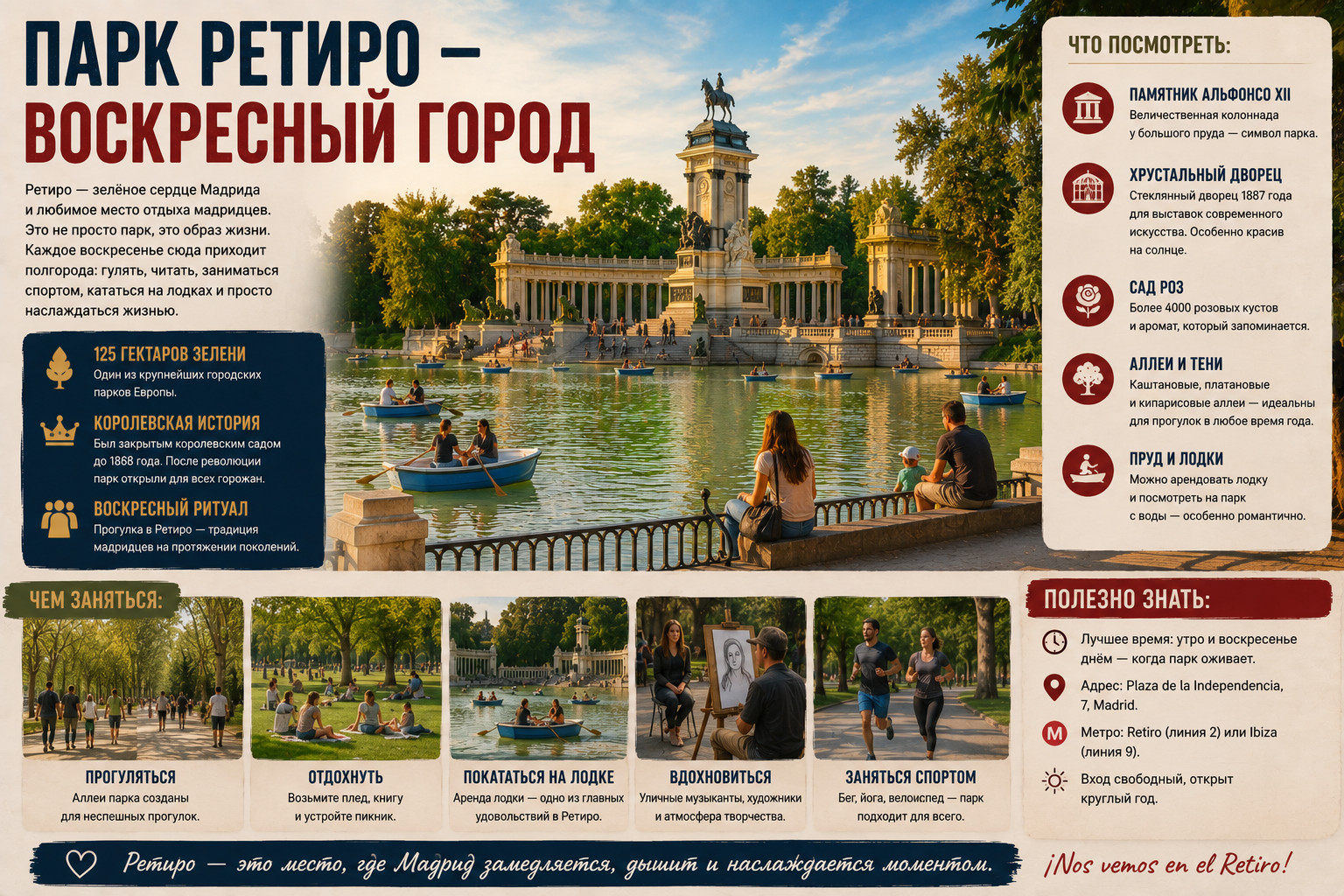 Парк Ретиро: оазис Мадрида