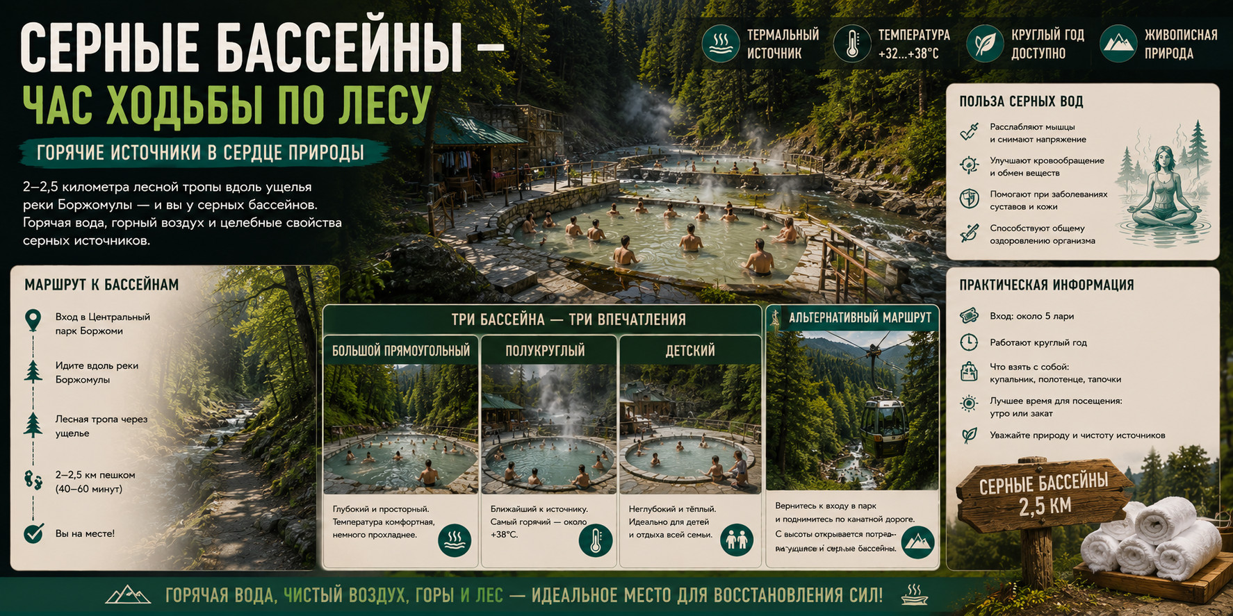 Серные бассейны в лесу