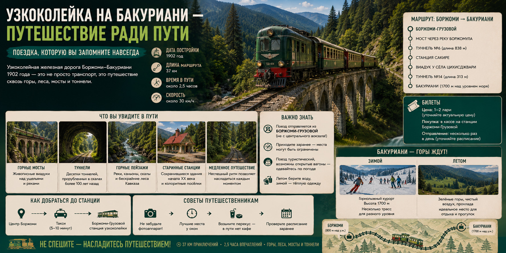 Путеводитель по узкоколейке Бакуриани