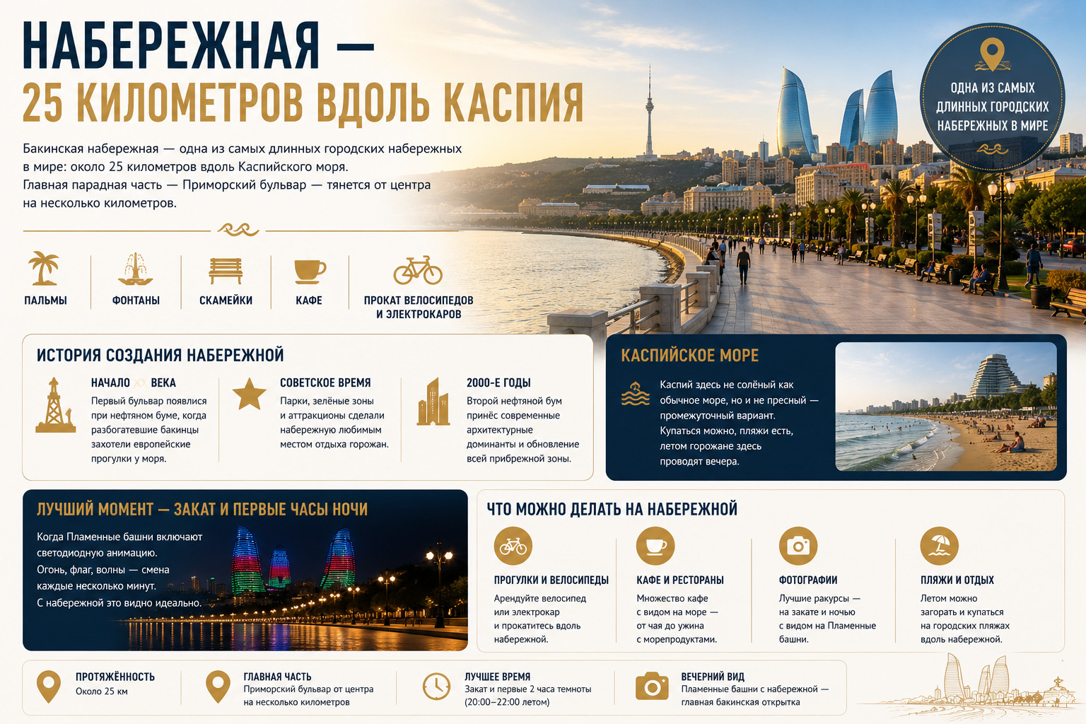 Набережная Баку у Каспия