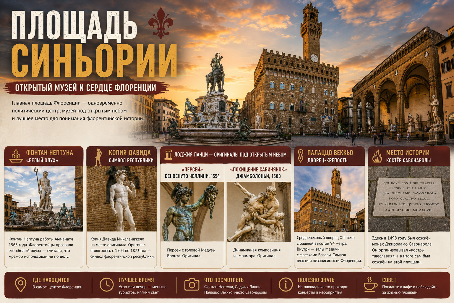 Площадь Синьории в лучах заката